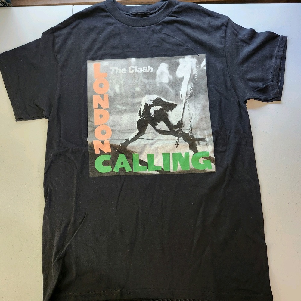 The Clash London Calling Graphic Print Black Cotton Crew Tee Mens M  NWOT